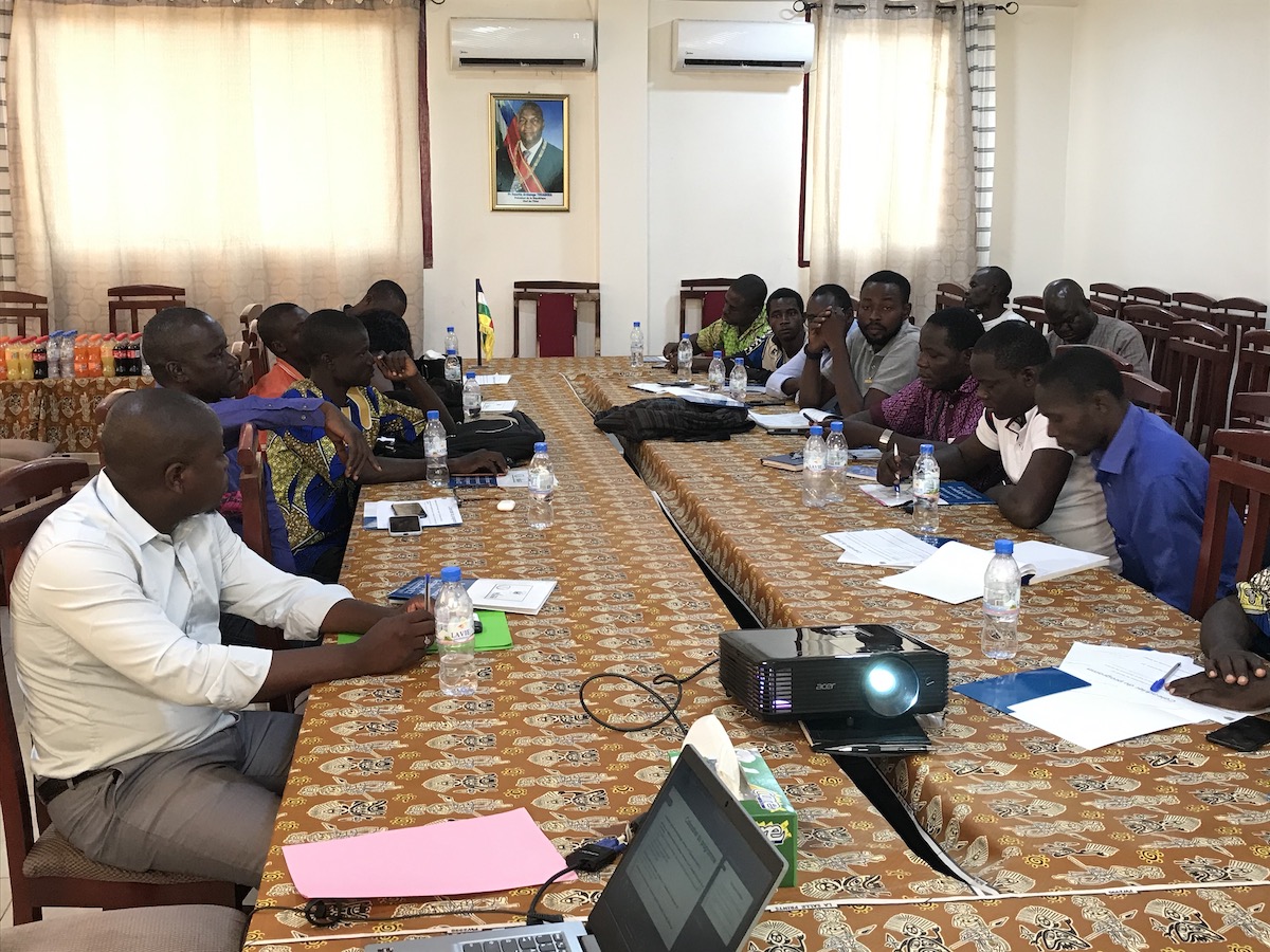 Accelerator participants meet for an orientation meeting at the University of Bangui in the Central Africa Republic. Photo provided