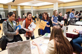 Students interviewing in mass