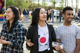 Mason students at a welcoming event on the Fairfax campus