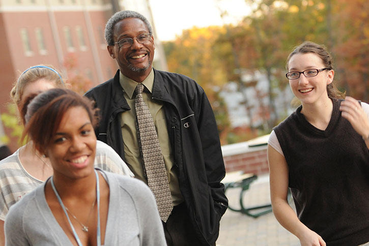 Spencer Crew with students on the Mason campus